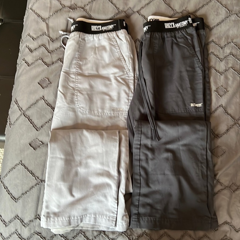 Two pairs of small greys anatomy scrub pants